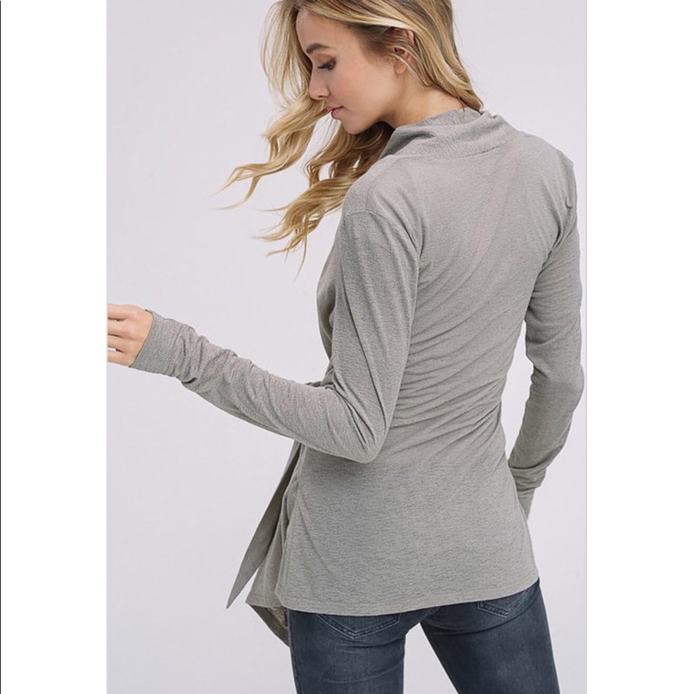Olive Burnout Knitted Cardi W Tie Waist - Picture 2 of 7